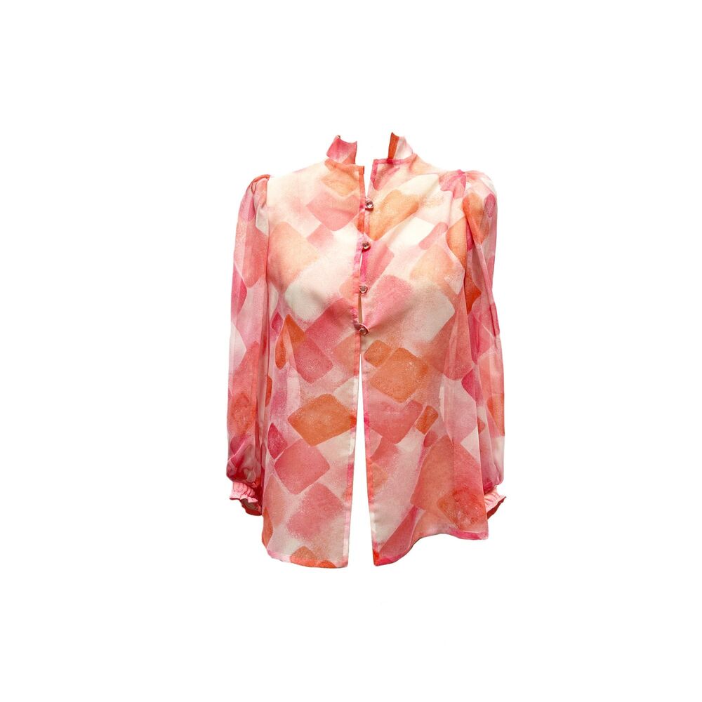 60s Bold & Spunky Pink Sheer Blouse
